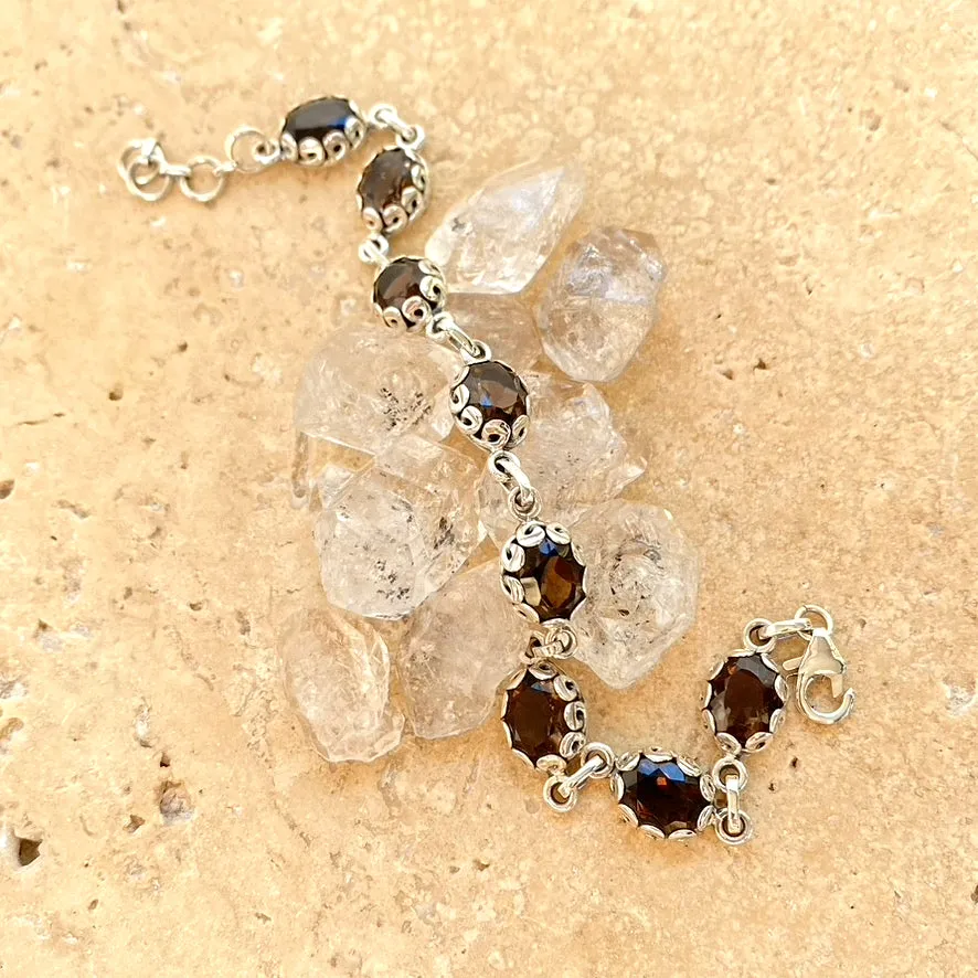 Smoky Quartz Bracelet with Oval Gemstones - Ivy