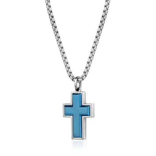 Stainless Steel Cross with Matte Coloured Center