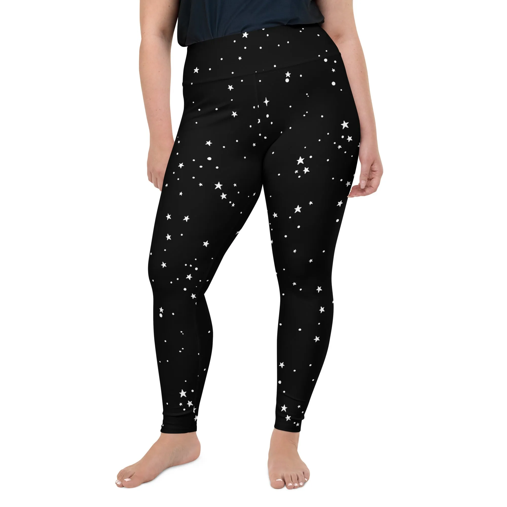 Starry Night Plus Size Leggings - UPF 50  Protection Witchy Occult Pagan Style Activewear - Goth Yoga Vegan Leisurewear