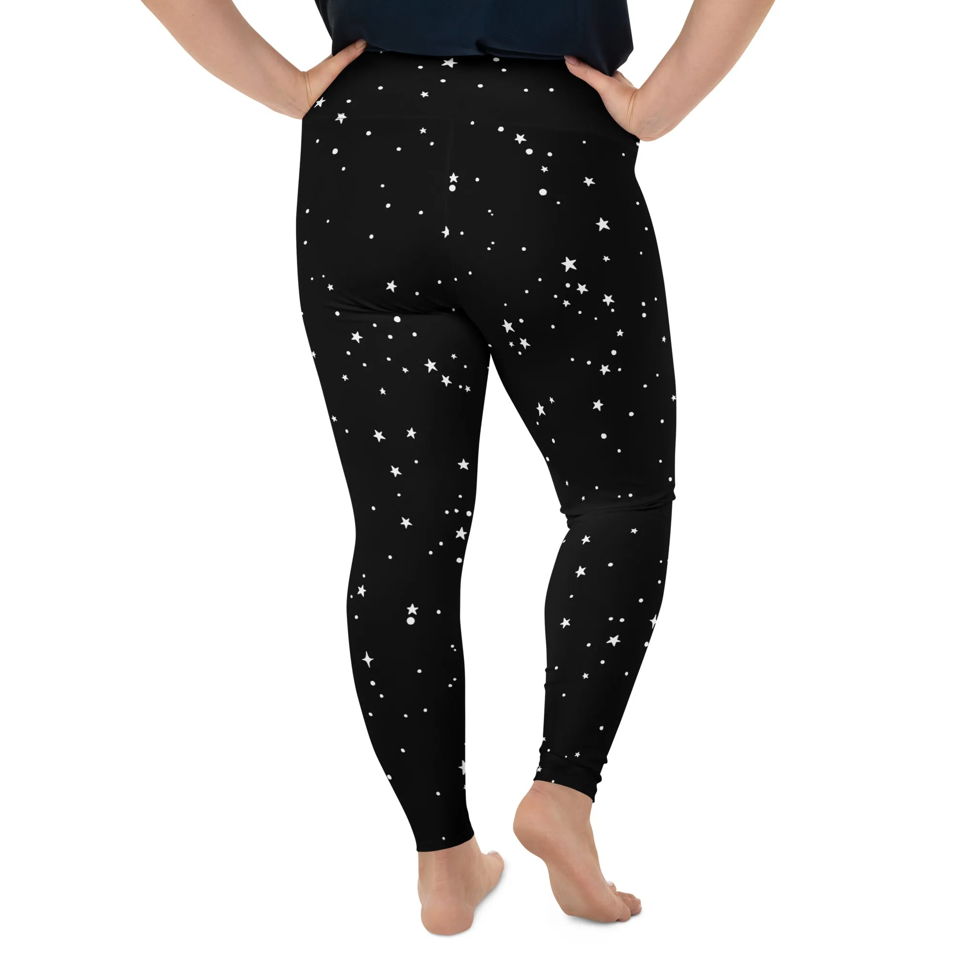 Starry Night Plus Size Leggings - UPF 50  Protection Witchy Occult Pagan Style Activewear - Goth Yoga Vegan Leisurewear