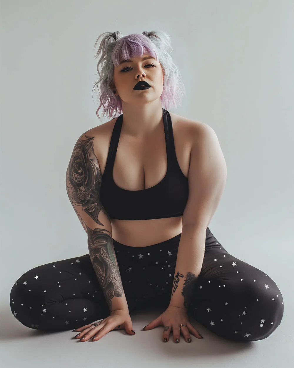 Starry Night Plus Size Leggings - UPF 50  Protection Witchy Occult Pagan Style Activewear - Goth Yoga Vegan Leisurewear