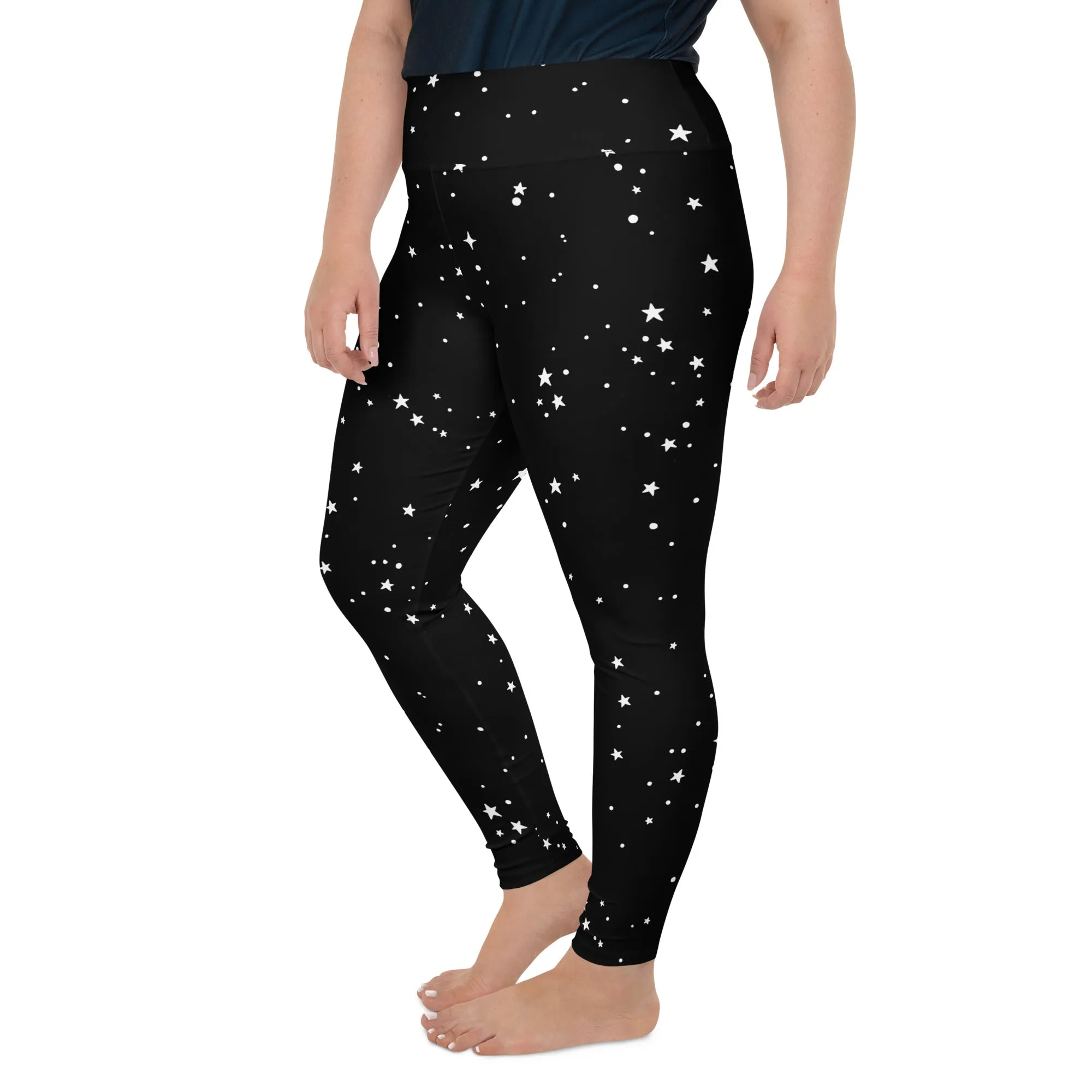 Starry Night Plus Size Leggings - UPF 50  Protection Witchy Occult Pagan Style Activewear - Goth Yoga Vegan Leisurewear