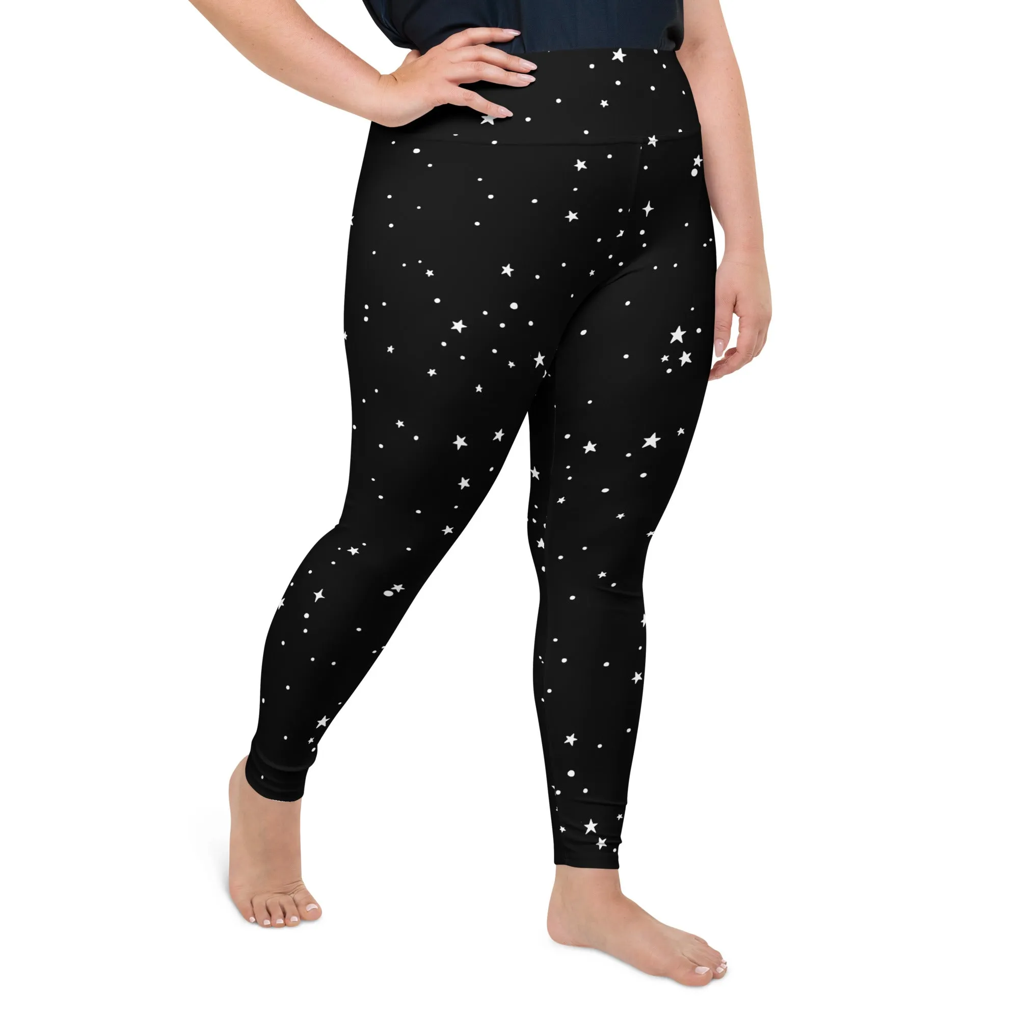 Starry Night Plus Size Leggings - UPF 50  Protection Witchy Occult Pagan Style Activewear - Goth Yoga Vegan Leisurewear