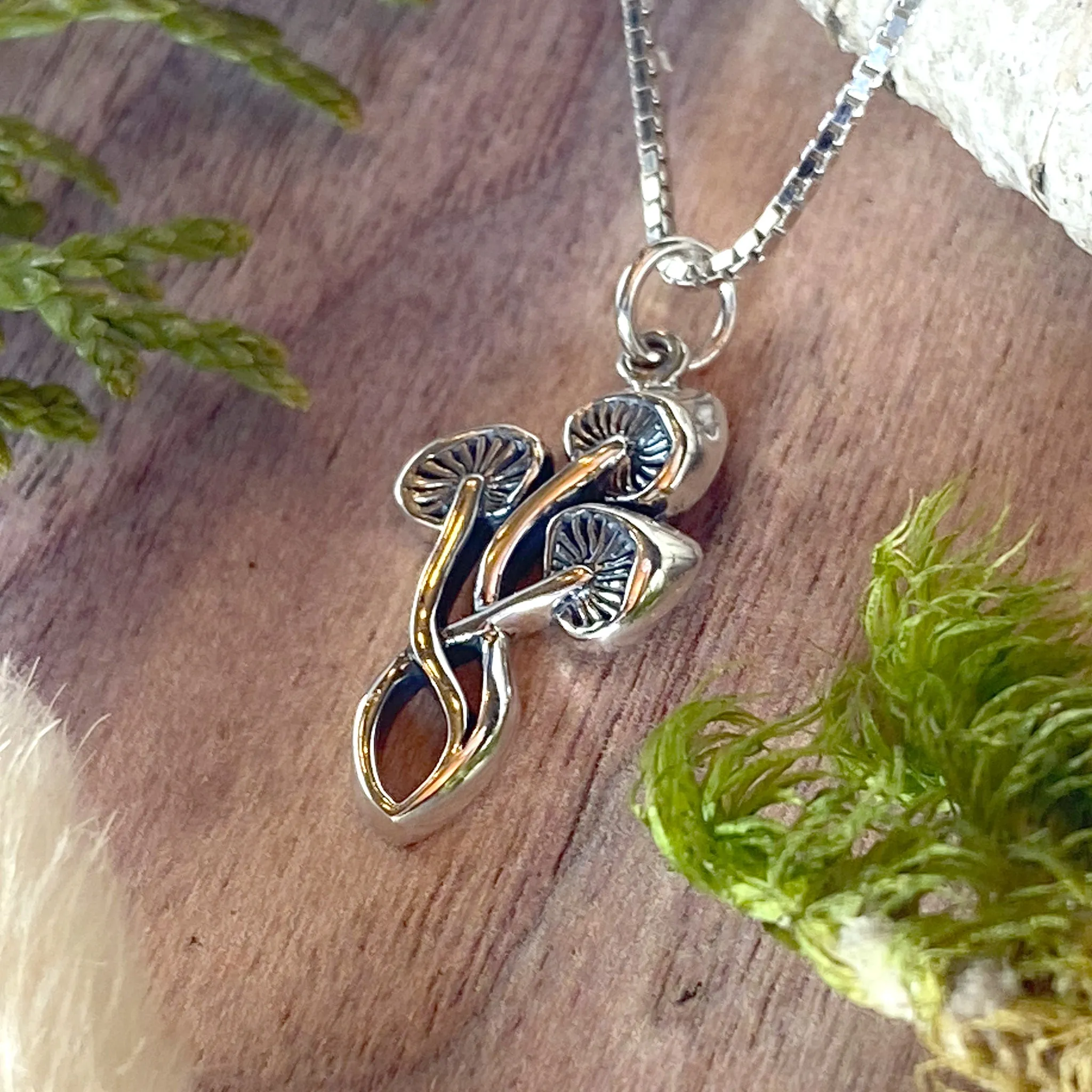 Sterling Silver Mushroom Pendant Necklace