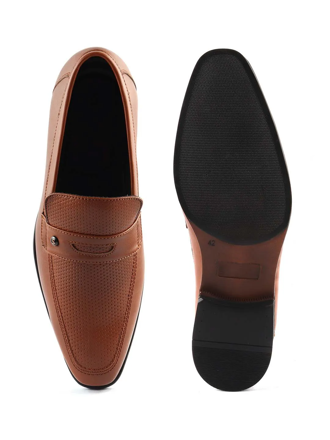 Tan Punched Slip-ons