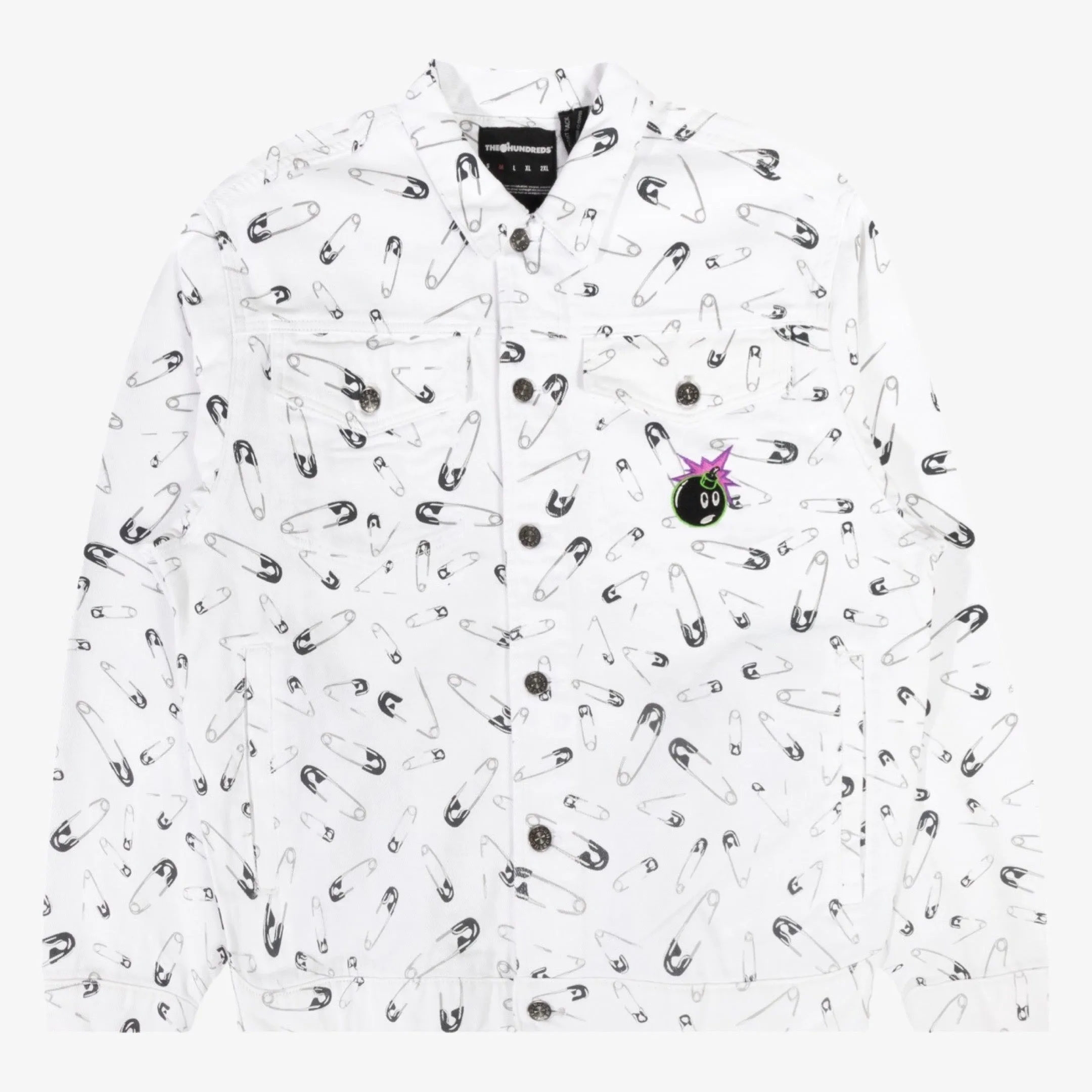 The Hundreds 'Adam Bomb Pins' Trucker Jacket White