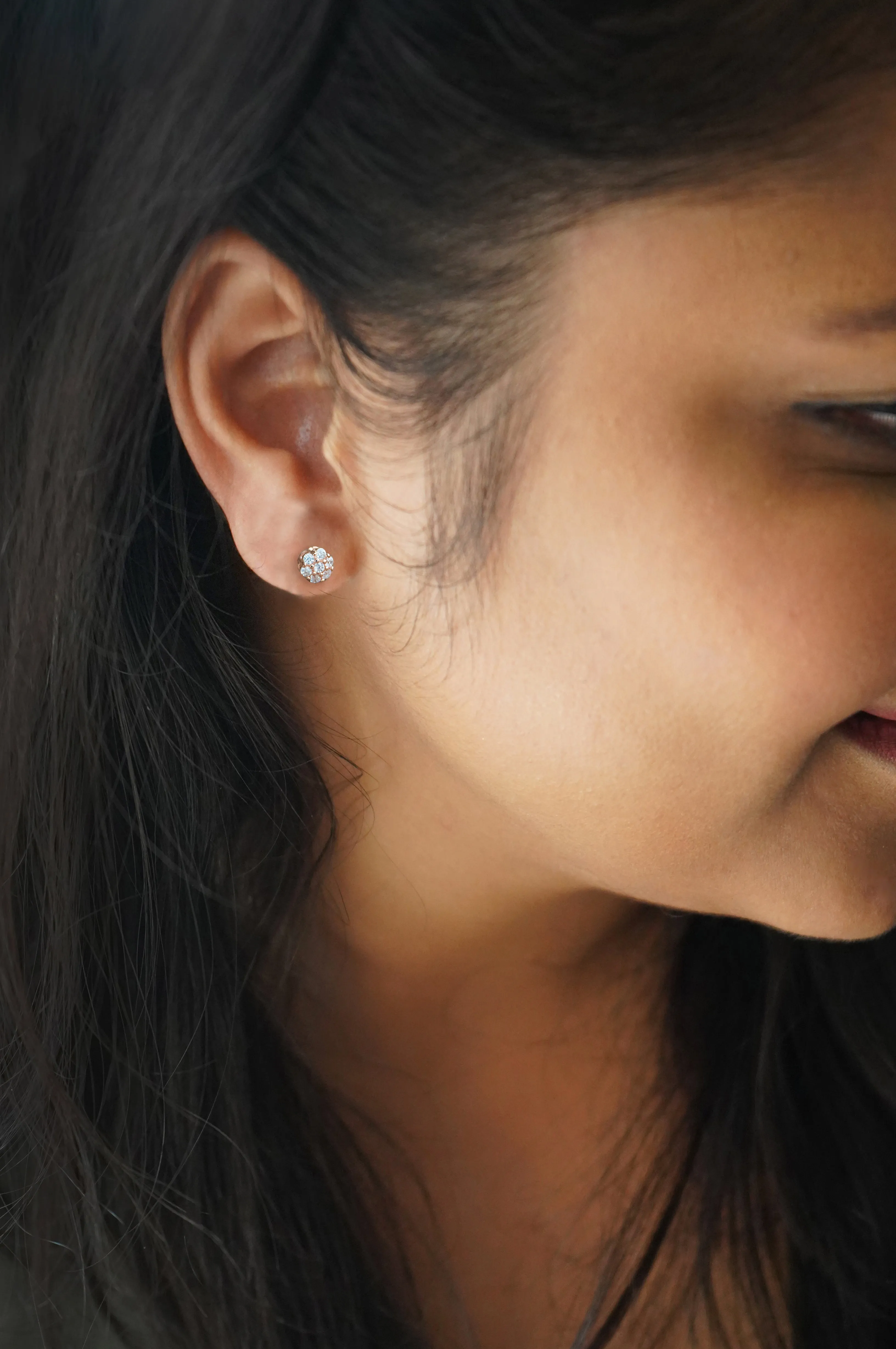 Tiny Sparkle Cluster Rose Gold Plated Sterling Silver Earrings