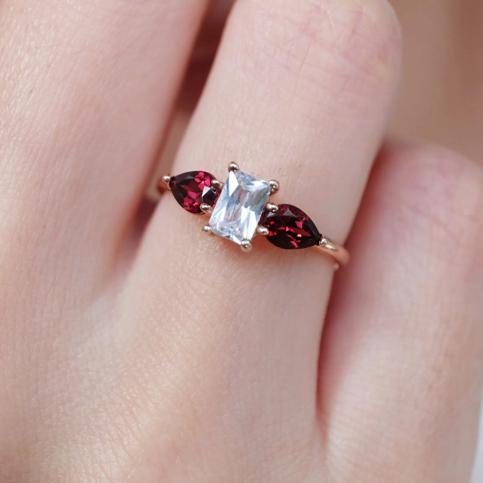 Topaz Garnet Dual Stone Ring Koji