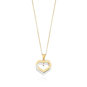 Two Tone Double Golden Heart Necklace