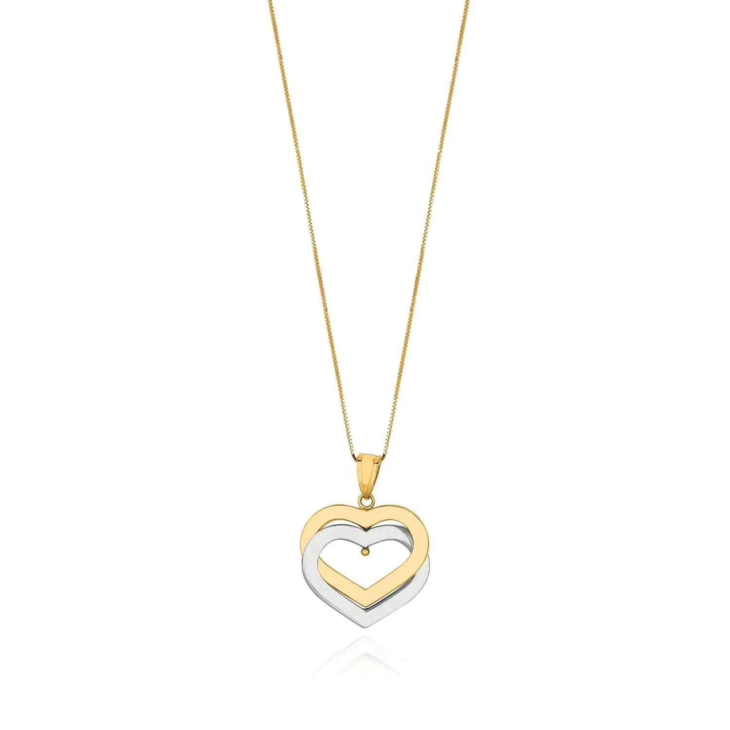 Two Tone Double Golden Heart Necklace