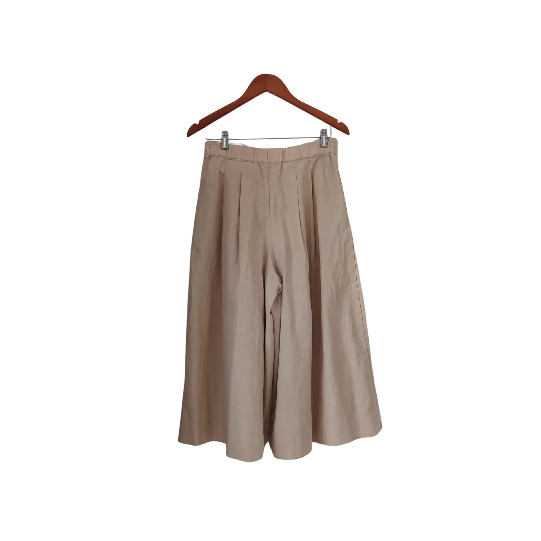 Uniqlo Beige Wide Leg Cropped Pants | Brand New |