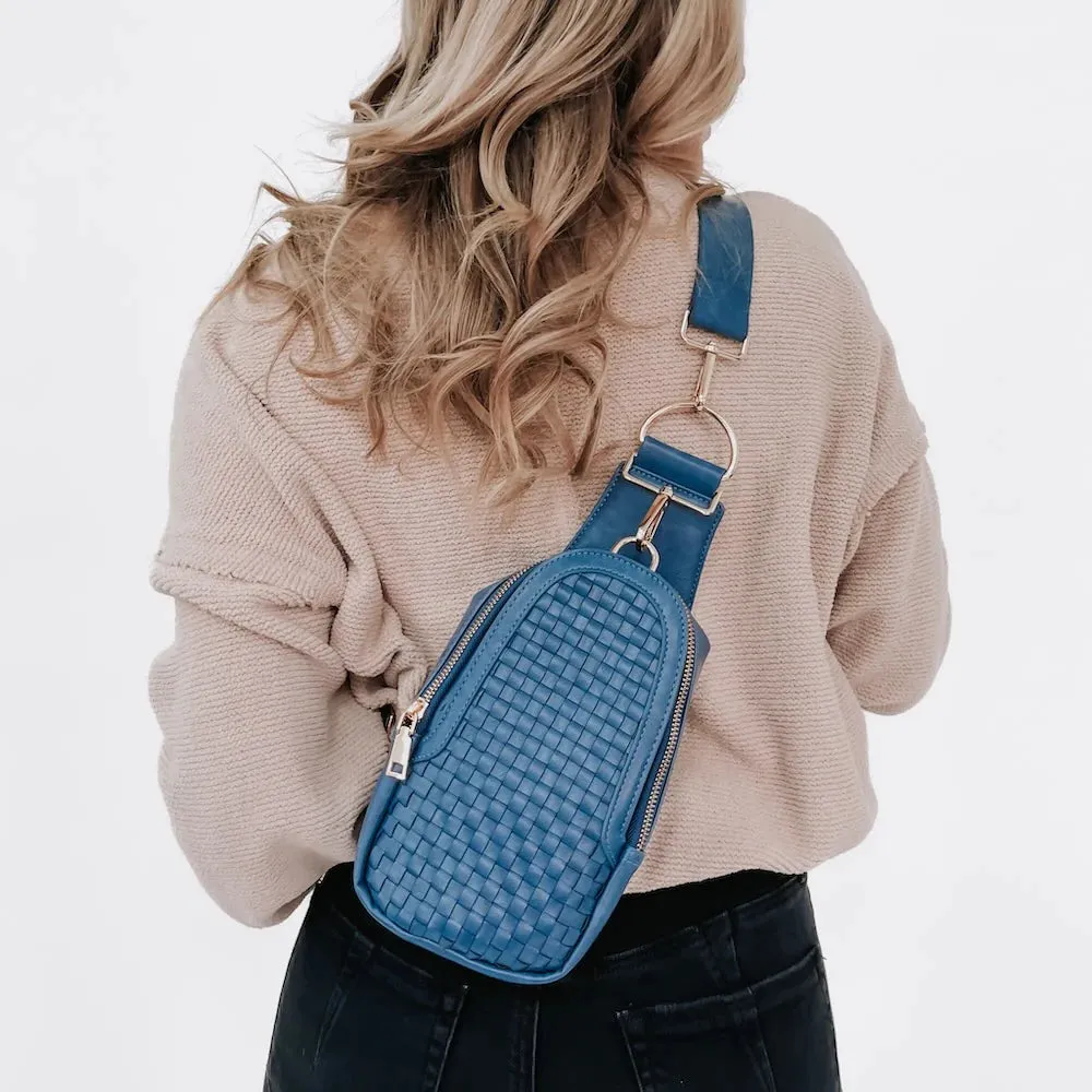 Waverly Woven Sling Bag - Navy