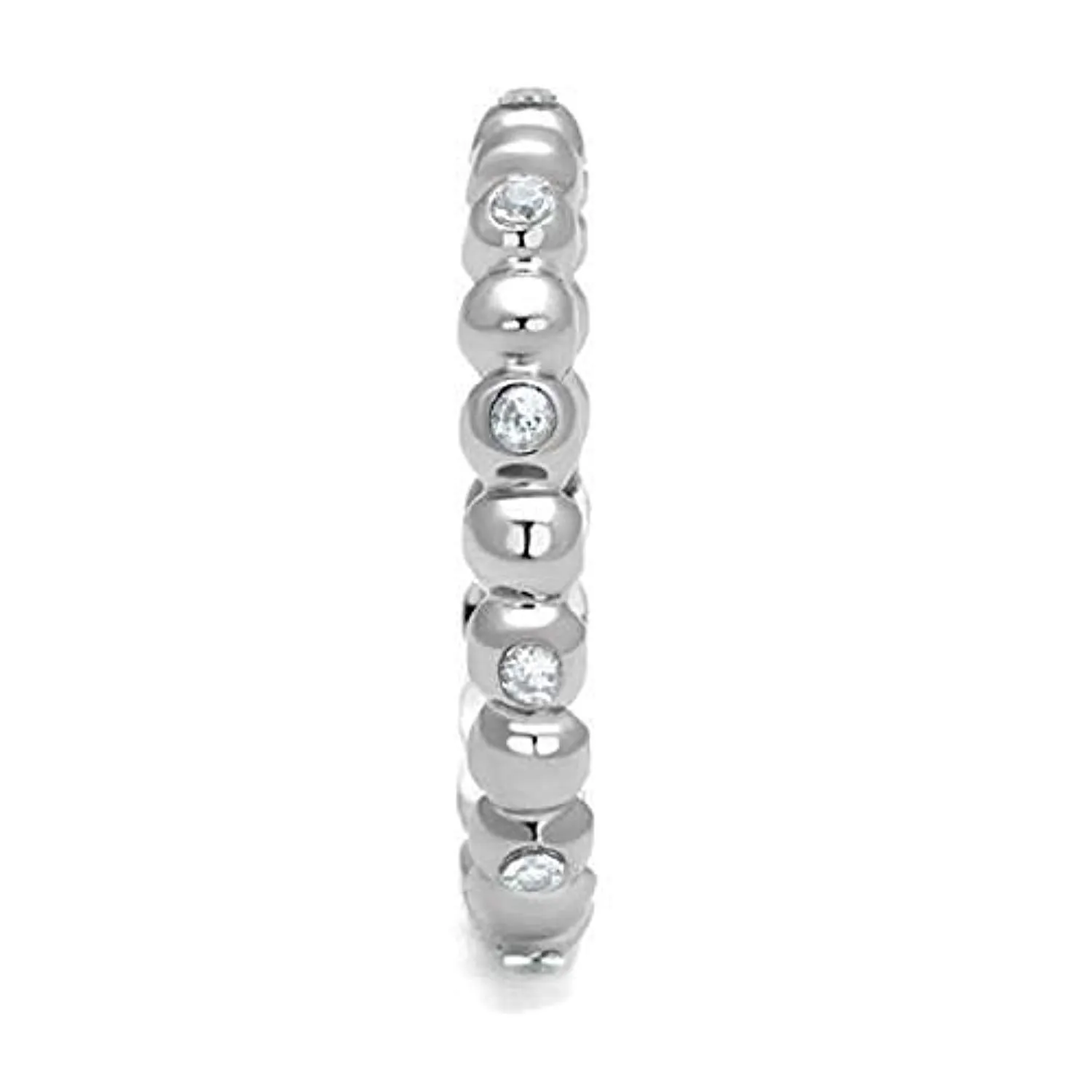 WildKlass Stainless Steel Ring High Polished Women AAA Grade CZ Clear