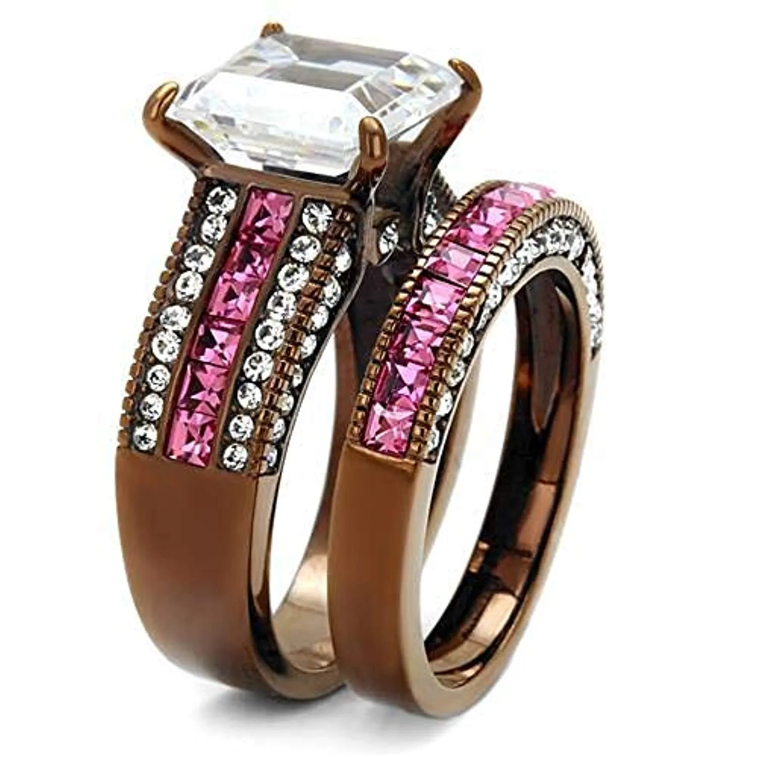 WildKlass Stainless Steel Ring IP Coffee Light Women AAA Grade CZ Clear