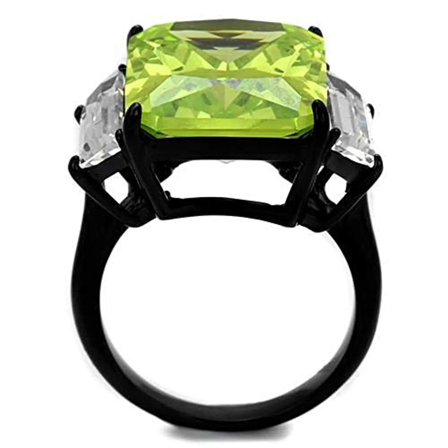 WildKlass Stainless Steel Ring IP Women AAA Grade CZ Apple Green Color