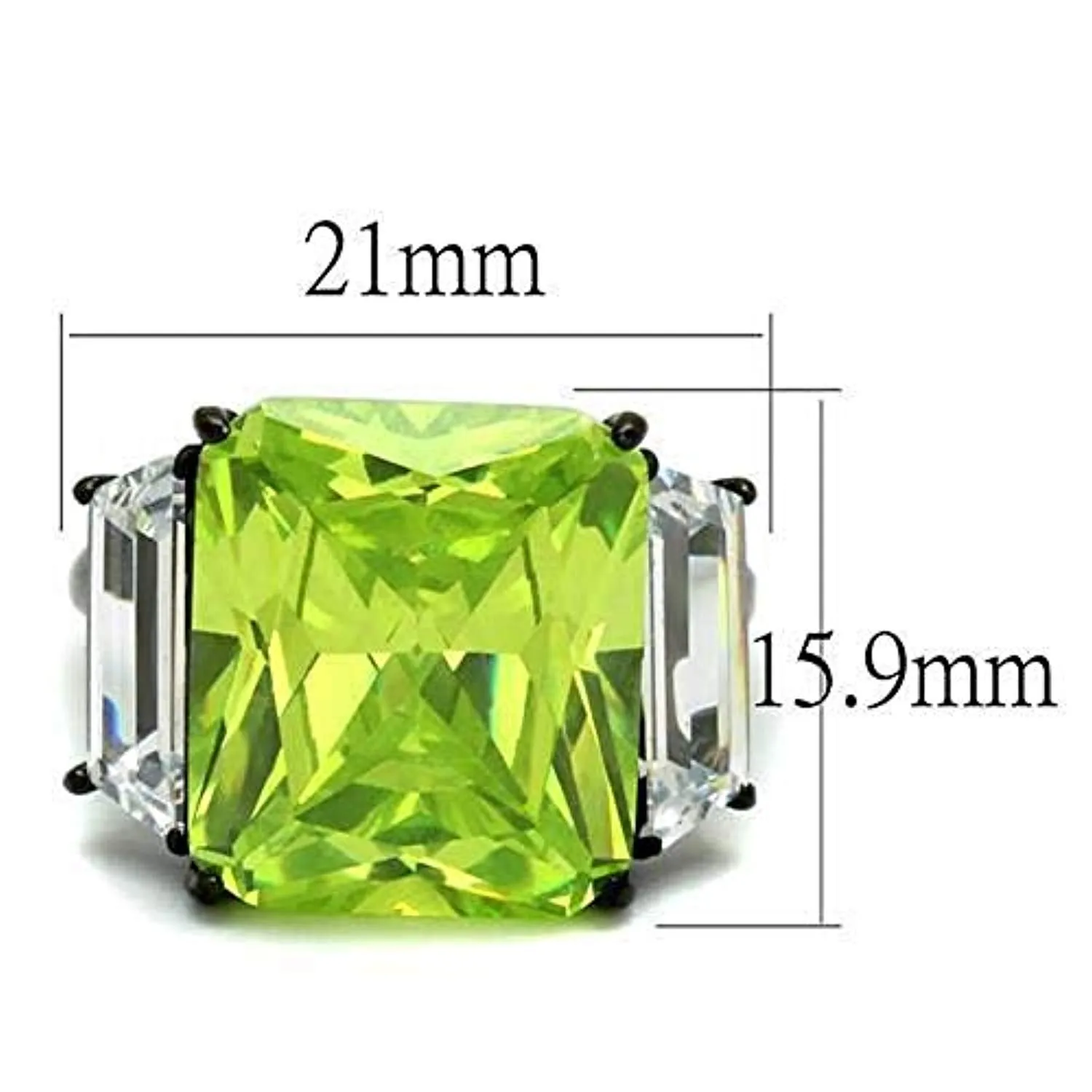 WildKlass Stainless Steel Ring IP Women AAA Grade CZ Apple Green Color