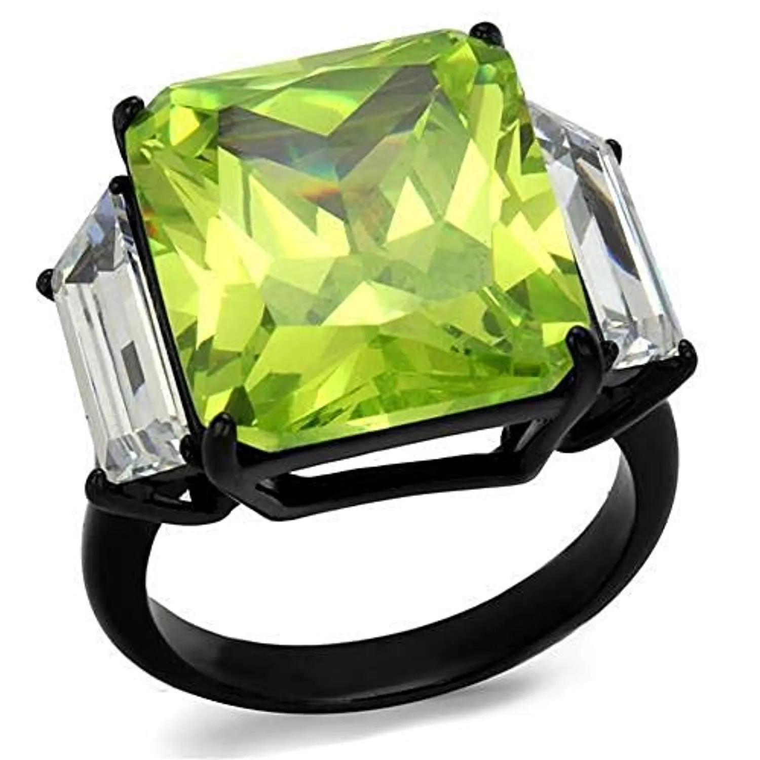 WildKlass Stainless Steel Ring IP Women AAA Grade CZ Apple Green Color