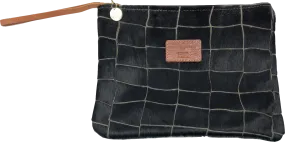 Will Bees Bespoke Black Hair On Hide Clutch Bag