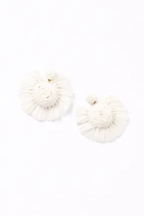 Woven Fringe Earrings in White