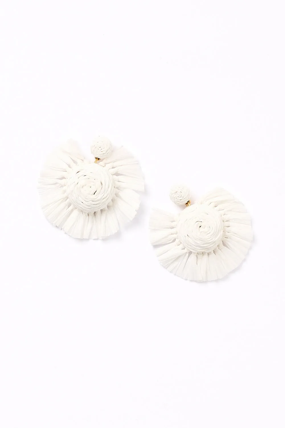 Woven Fringe Earrings in White